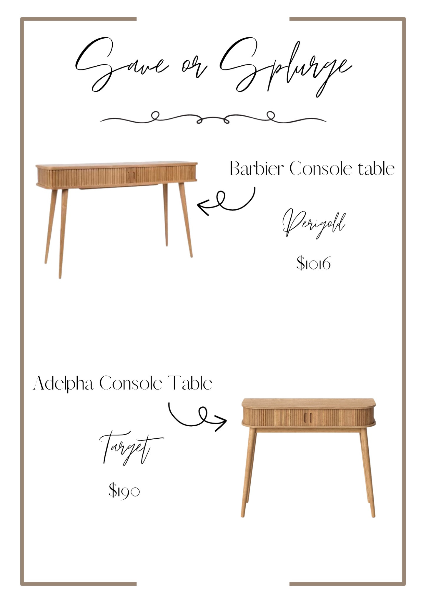 Save or Splurge ? 

Gorgeous fluted console tables ! 

Console table, furniture finds, save or splurge, budget friendly, home, home decor, home finds 

#LTKhome