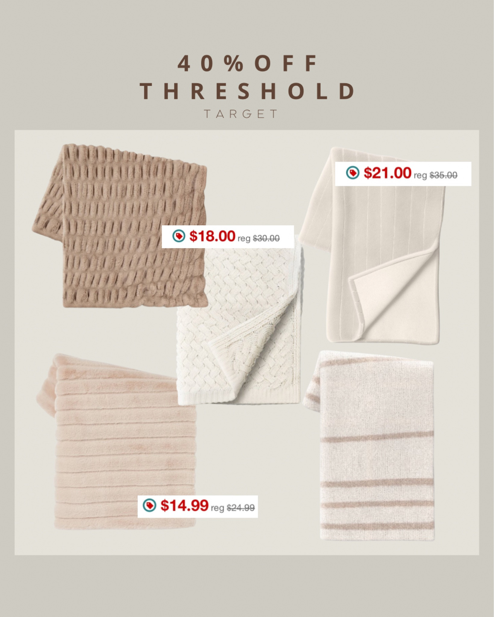 Deal of the day! 40% off throws and pillows from threshold!