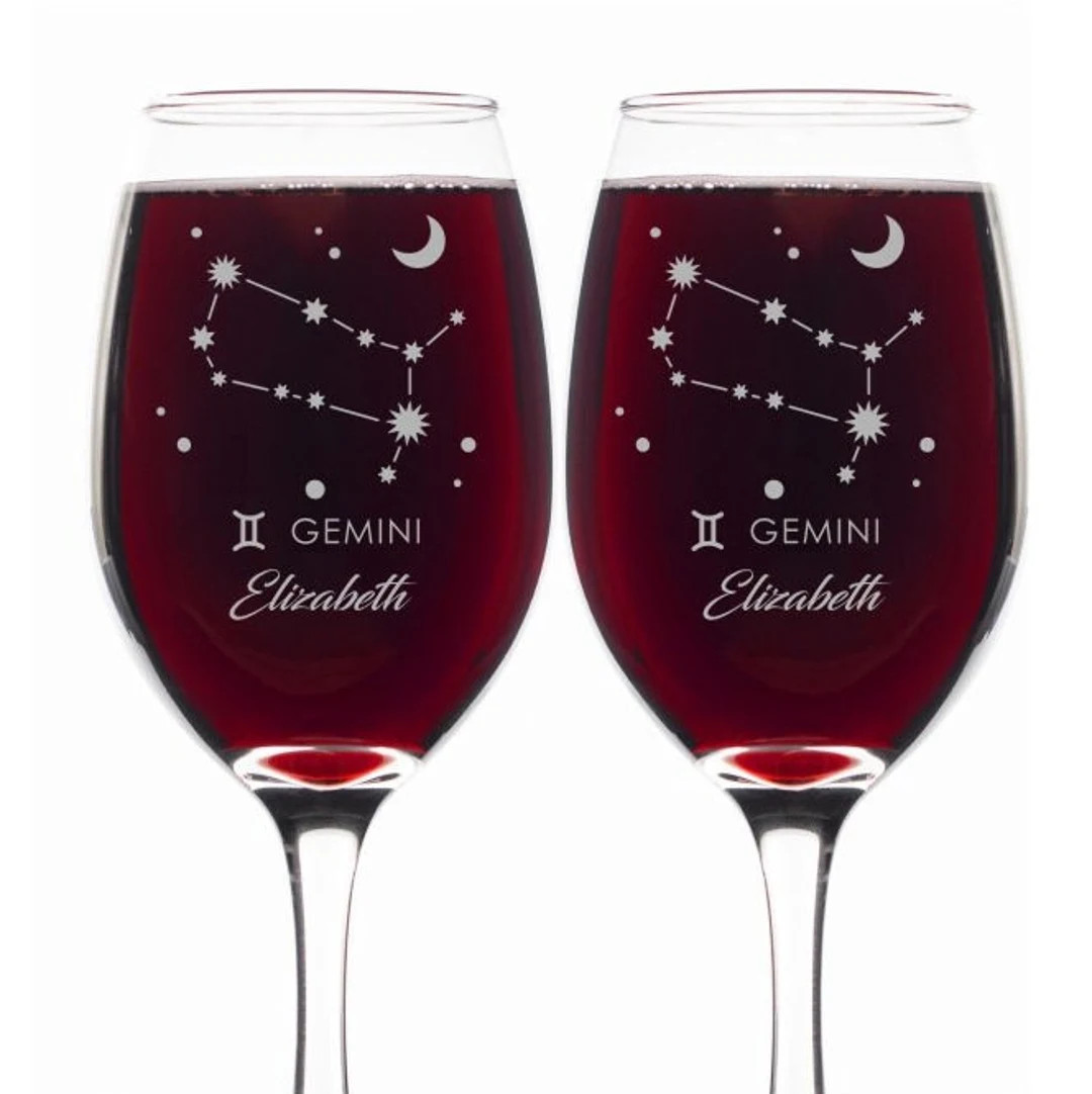 Zodiac Wine Glass Taurus Wine Glass Laser Engraved Star Sign Cup Constellations Custom Astrology ... | Etsy (US)
