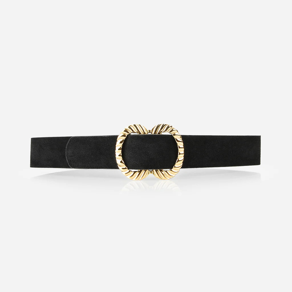 The Infinite Belt Gold Black Suede | Poppy Barley