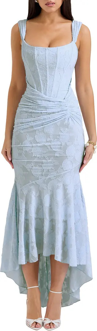 HOUSE OF CB Cesca Floral Ruched High-Low Corset Dress | Nordstrom | Nordstrom