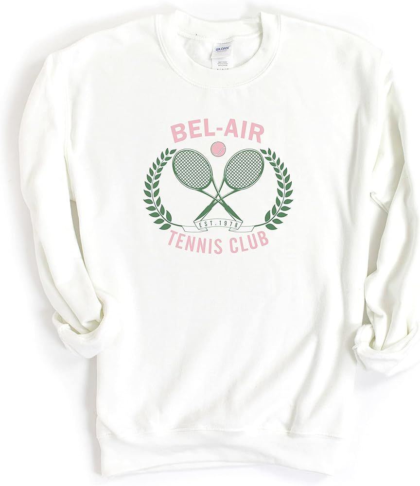 Adult Bel-Air Tennis Club Sweatshirt, Vintage Tennis Sweatshirt, Preppy Sweatshirt | Amazon (US)