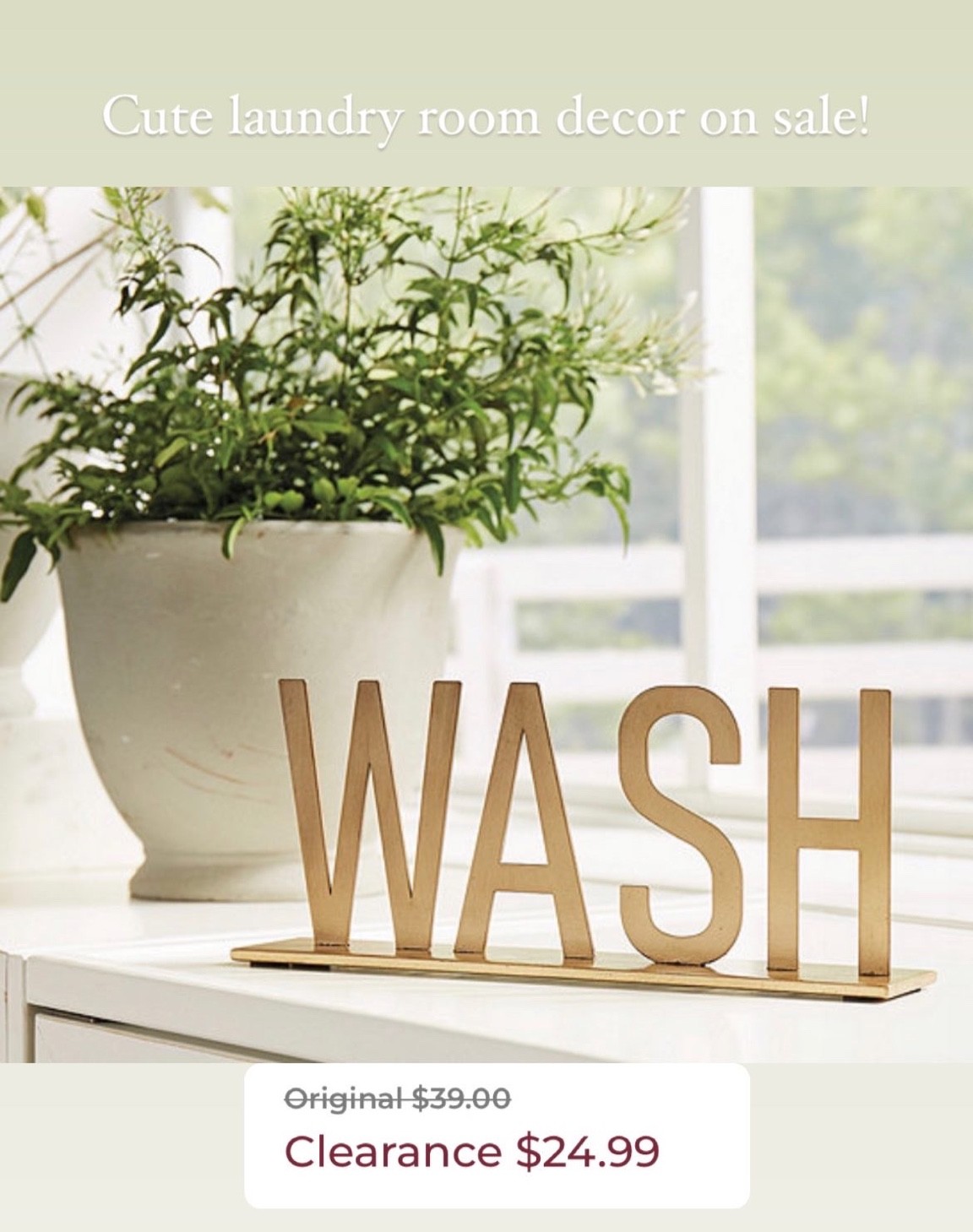Laundry room decor on sale! Cute gold self standing sign! 

#LTKsalealert #LTKunder50 #LTKhome
