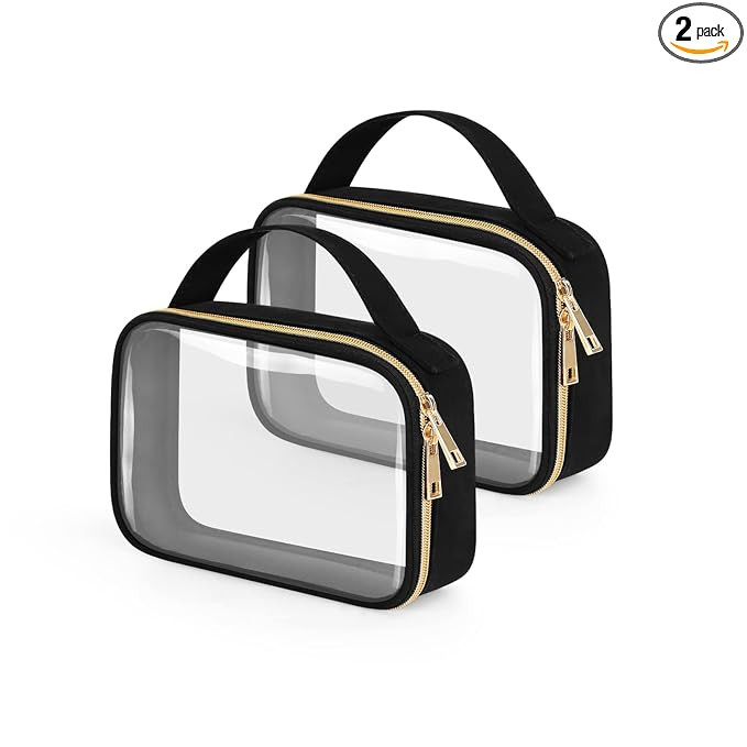 Wedama TSA Approved Toiletry Bag, 2 Pack Clear Makeup Bags with Handles, Quart Size Clear Toiletr... | Amazon (US)