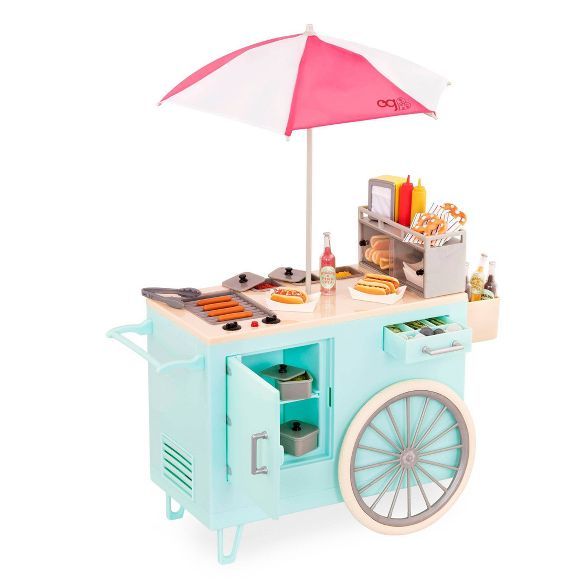 Our Generation Hot Dog Cart Accessory with Play Food for 18" Dolls - Retro Collection | Target
