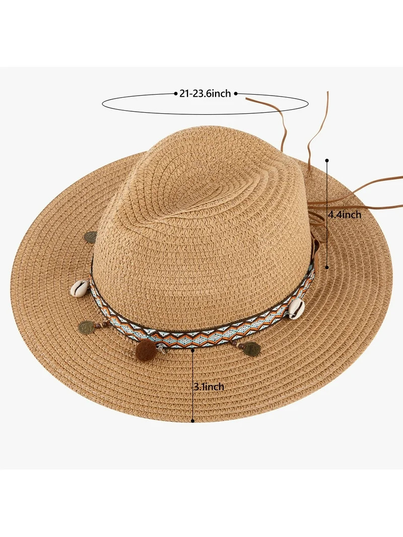 COOPLUS Womens Summer Straw Hat Wide Brim Foldable Panama Sun Protection Hat for Women | Walmart (US)