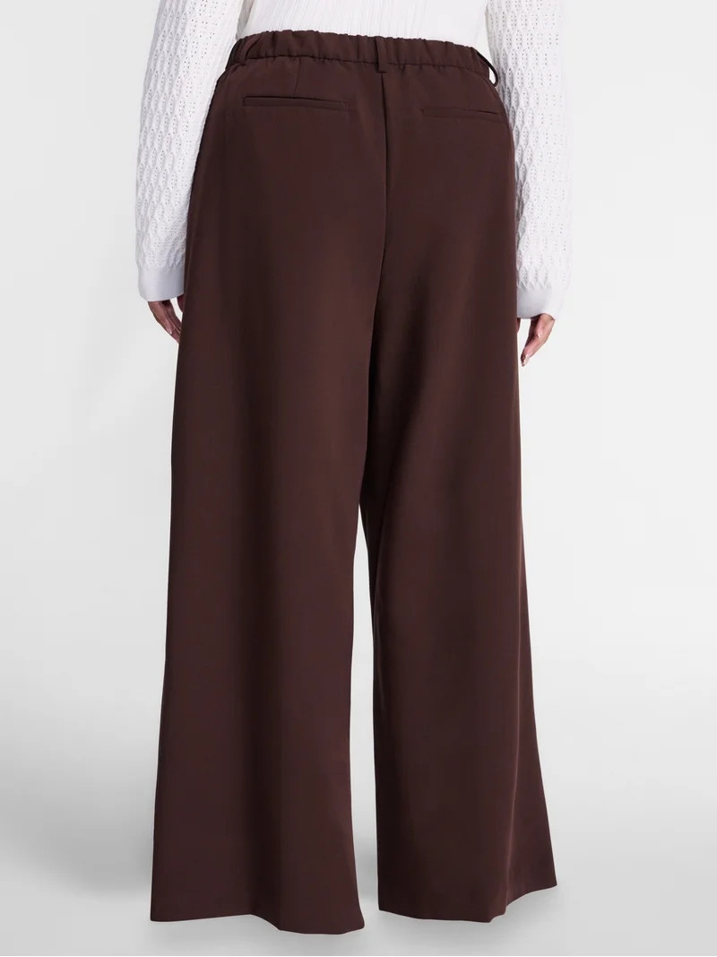 Terra & Sky Women's Plus Wide Leg Pleated Pants, Sizes 0X-5X | Walmart (US)