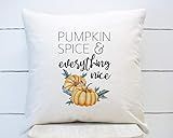 Pumpkin Spice & Everything Nice Fall Autumn Throw Pillow Cover 16 x 16, Hidden Zipper Linen Decorati | Amazon (US)