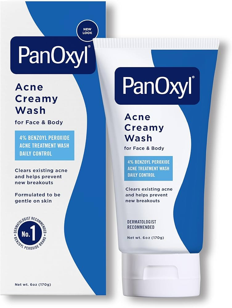 PanOxyl Antimicrobial Hydrating Acne Creamy Wash, 4% Benzoyl Peroxide, 6 Ounce | Amazon (US)