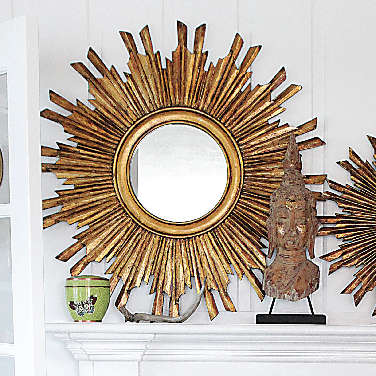Harbert Round Reclaimed Wood Sunburst Wall Mirror | Wayfair North America