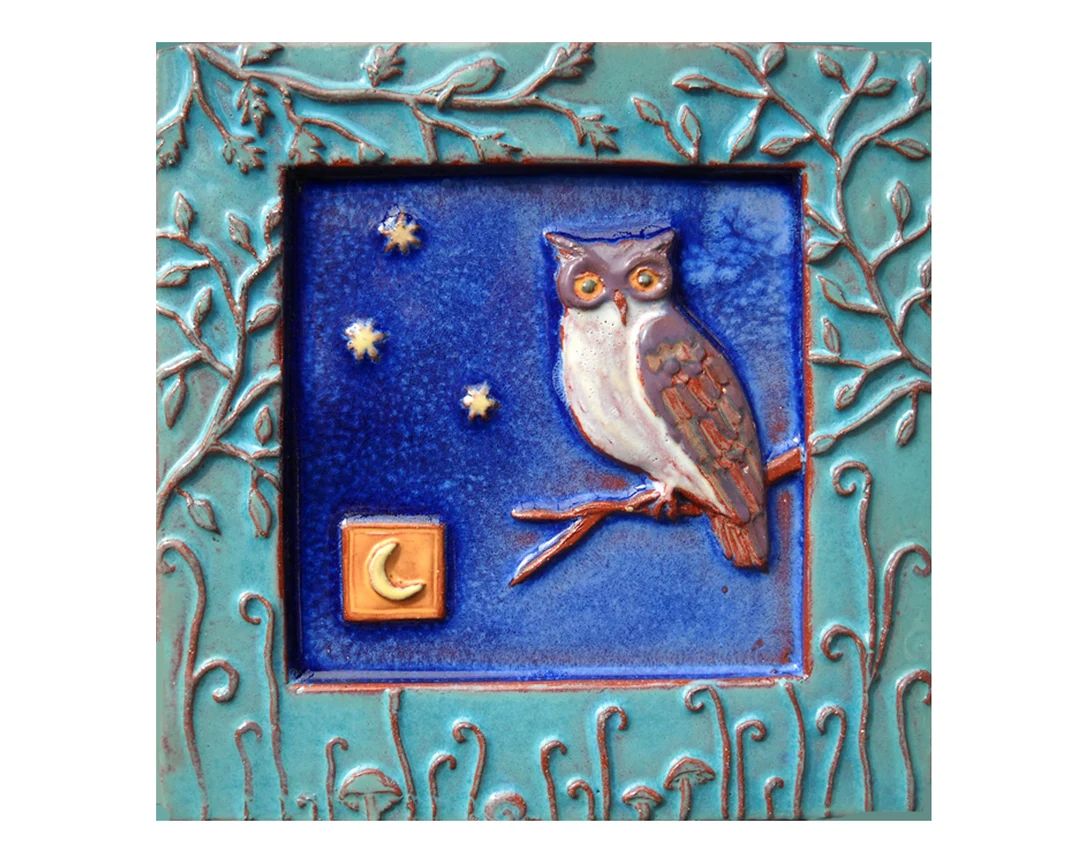 Handmade Ceramic Woodland Creatures Owl Tile | Etsy (US)