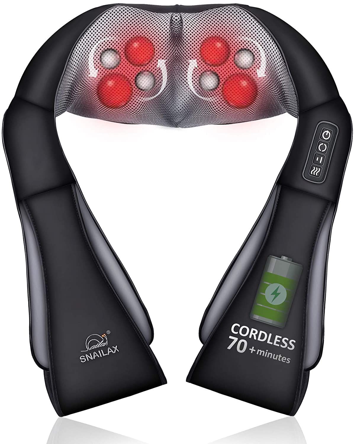 Snailax Cordless Neck Back Massager - Shiatsu Neck and Shoulder Massager with Heat, Portable Massage | Amazon (CA)