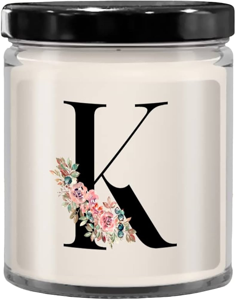 IKPR Monogram Letter K Flowers Gifts Women, Men, Him, Her Initial K Candle Letter K Candle Giftin... | Amazon (US)