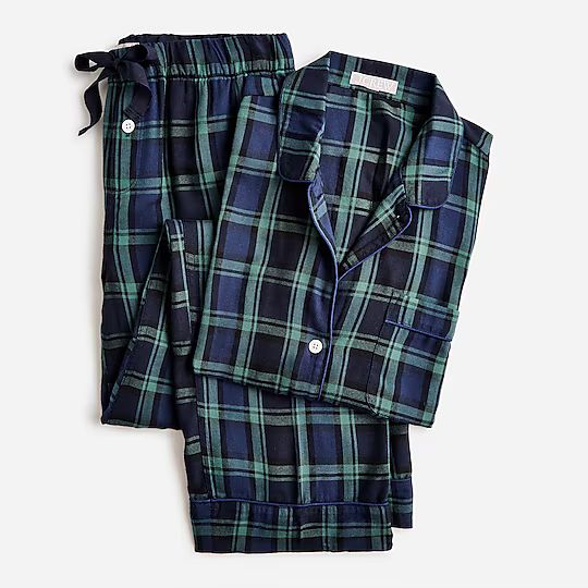 Flannel long-sleeve pajama set in Black Watch tartan | J.Crew US