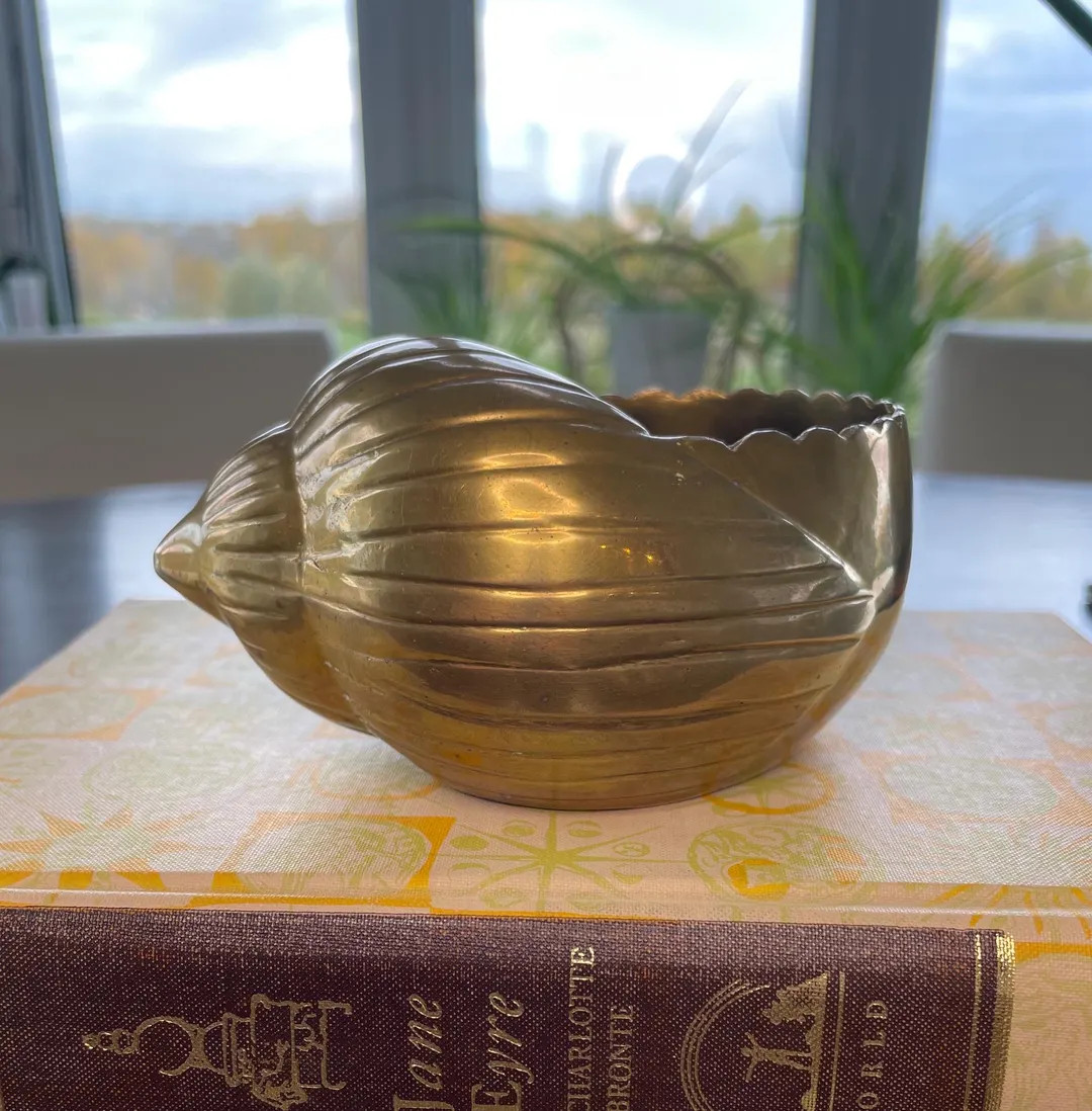 Vintage Brass Sea Shell Conch Figure, Planter, Trinket Holder, Coin, 5 Long - Etsy | Etsy (US)