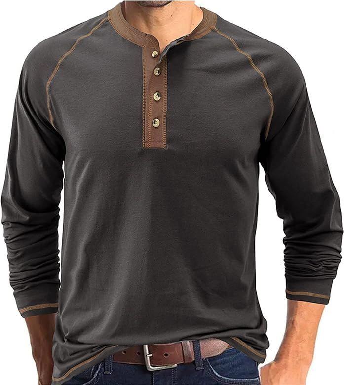 Men's Henley Shirt Long Sleeve Thermal Underwear Henley Top Casual Slim Fit Lightweight 5 Button ... | Amazon (US)