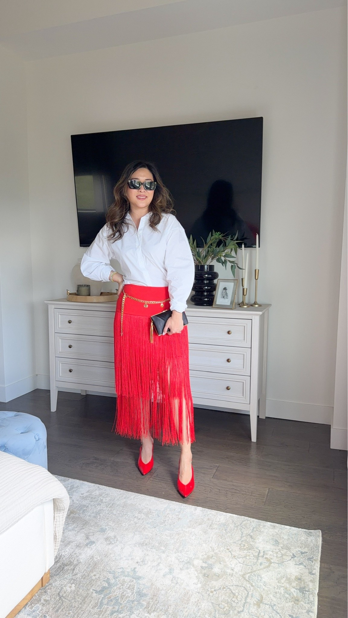 White Button Down: Medium Red Fringe Skirt: Medium 

Devil wears Prada 2, outfit inspo, fringe skirt, white button down, cool mom outfit, tcs, styling tip, affordable fashion

#LTKootd #LTKSeasonal #LTKmomlife