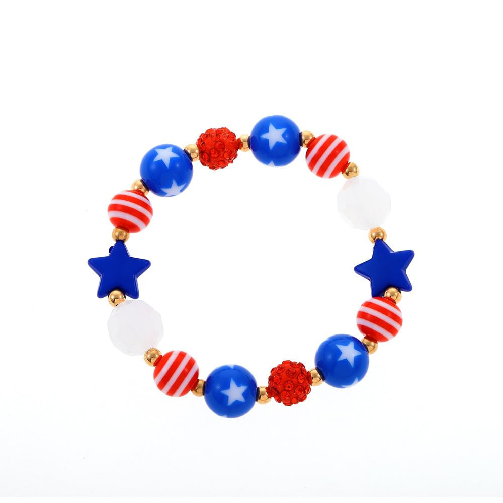 Pingyongchang 4th of July Bracelets for Women Men American Red White Blue Beadeds Stretch Bracele... | Amazon (US)