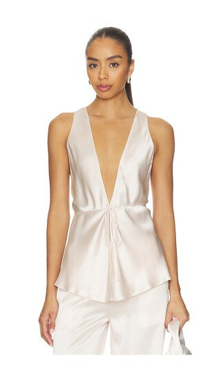 EAVES Anelie Silk Top in Blush. - size XL | Revolve Clothing (Global)