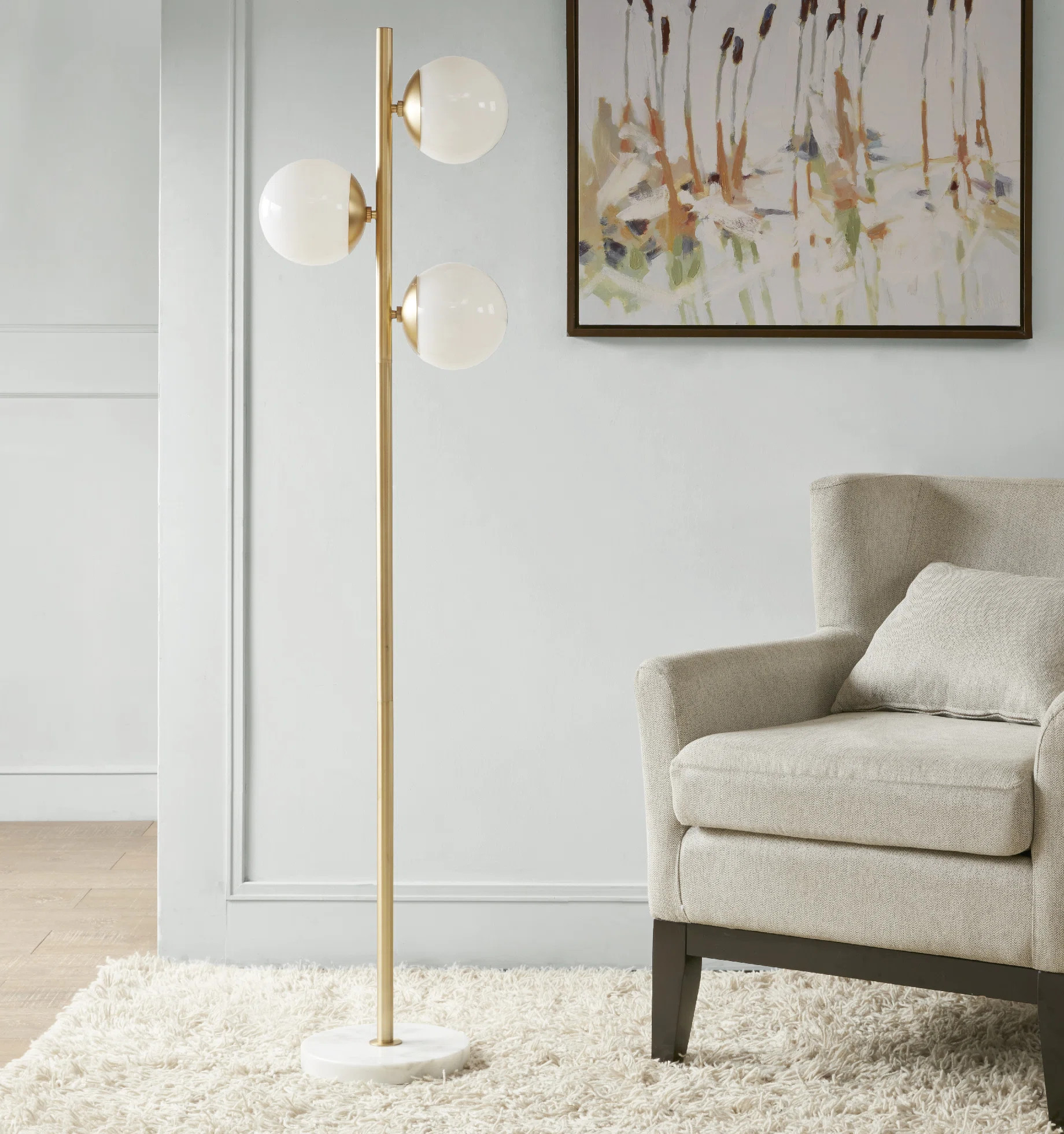 Bernardyn 3-Globe Light Floor Lamp with Marble Base | Wayfair North America