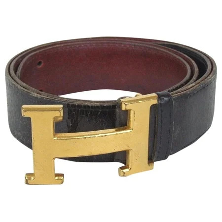Hermès Reversible H Logo Belt Kit Black Burgundy Gold 872989 | Walmart (US)