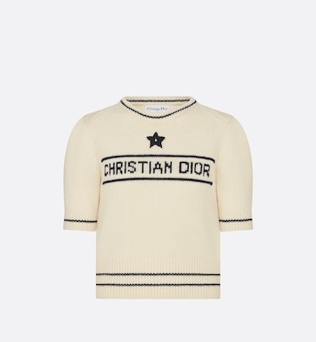 'CHRISTIAN DIOR' Short-Sleeved Sweater Ecru Cashmere and Wool Knit | DIOR | Dior Beauty (US)