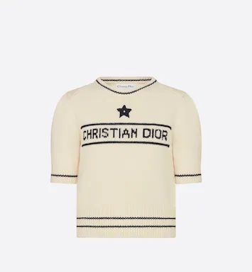 'CHRISTIAN DIOR' Short-Sleeved Sweater Ecru Cashmere and Wool Knit | DIOR | Dior Beauty (US)