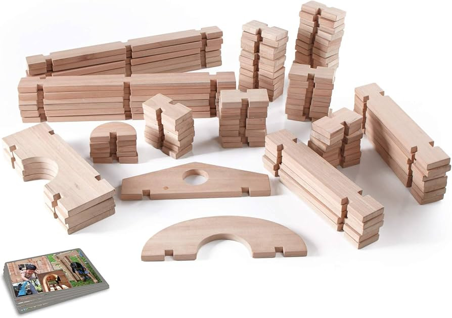 Guidecraft Notch Blocks Set 89 Piece Set: Natural Wooden Stacking Blocks, Educational Montessori ... | Amazon (US)