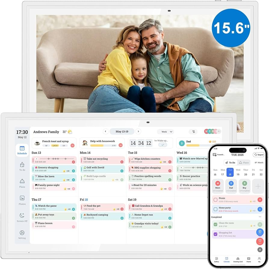 15.6 Inch Digital Calendar, Smart Touchscreen Electronic Wall Calendar & Chore Chart, No Subscrip... | Amazon (US)