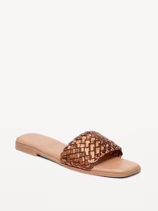 Faux-Leather Woven Slide Sandal | Old Navy (US)