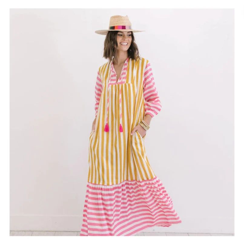 Mustard Stripe Copa Dress | Shop Bijou