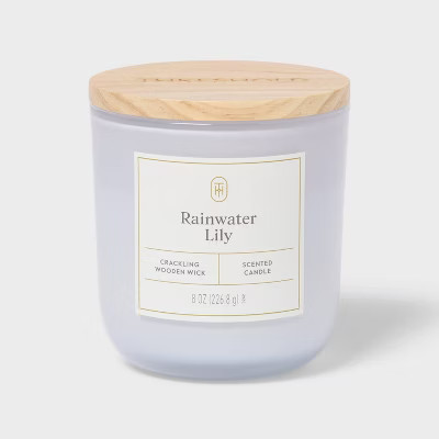 Wooden Wick Rainwater Lily Jar Candle Light Blue 8oz - Threshold™ | Target