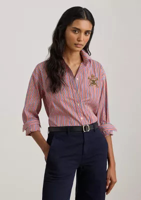 Lauren Ralph Lauren Women's Relaxed Fit Striped Broadcloth Shirt, XS | Belk