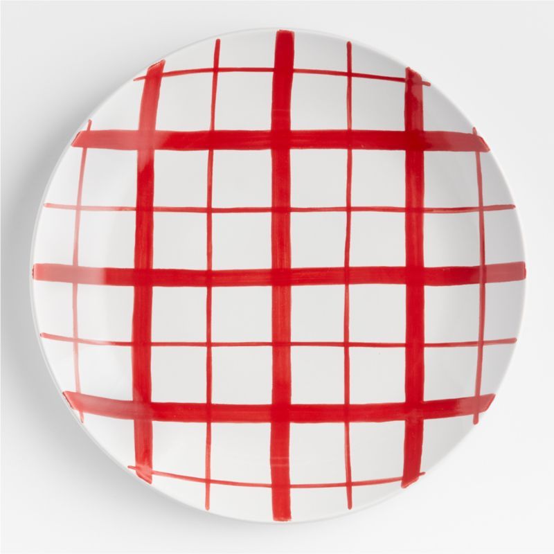 Holiday Plaid and Stripe 12.5" Christmas Serving Platter | Crate & Barrel | Crate & Barrel