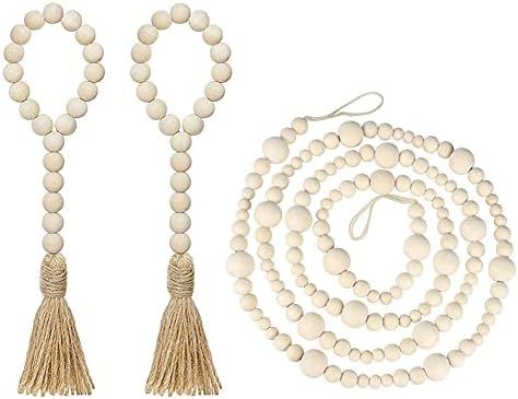 LJY&V Wood Bead Garland, Farmhouse Wooden Beads Rustic Country Beads, Wooden Beads Garland for Ch... | Amazon (US)