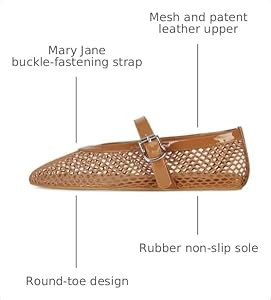 MICIFA Women's Mesh Ballet Flats Fishnet Ballerina Flats Buckle Strap Mary Jane Causal Daily Dres... | Amazon (US)
