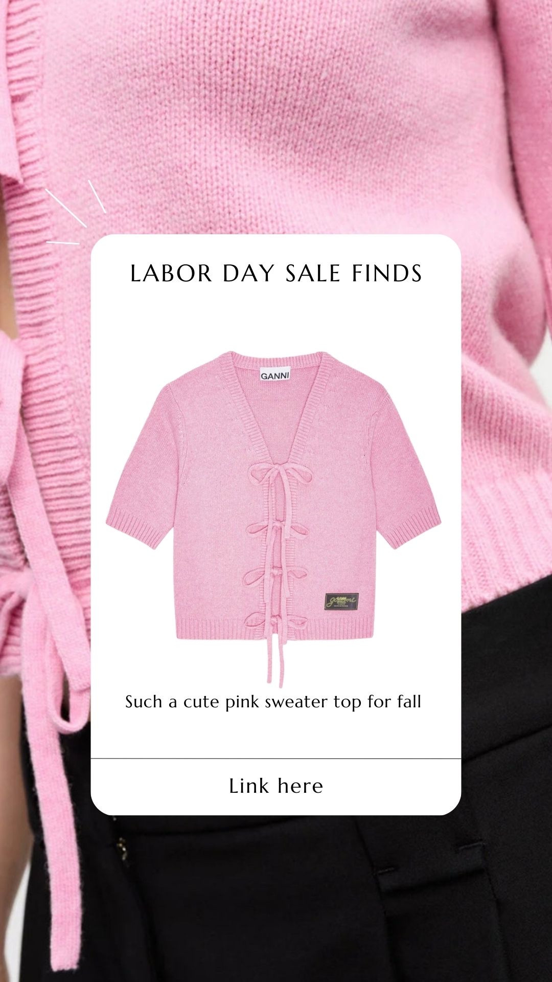  Seater top. Pink sweater. Tie sweater. Sale on sale. Ganni. 

 

#LTKStyleTip #LTKFindsUnder100 #LTKSaleAlert