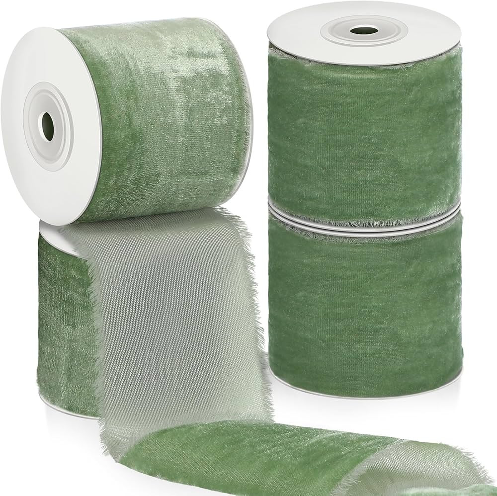 Preboun 4 Rolls Silk Velvet Ribbon for Gift Wrapping 24 Yards Total Frayed Edge Velvet Ribbon for... | Amazon (US)