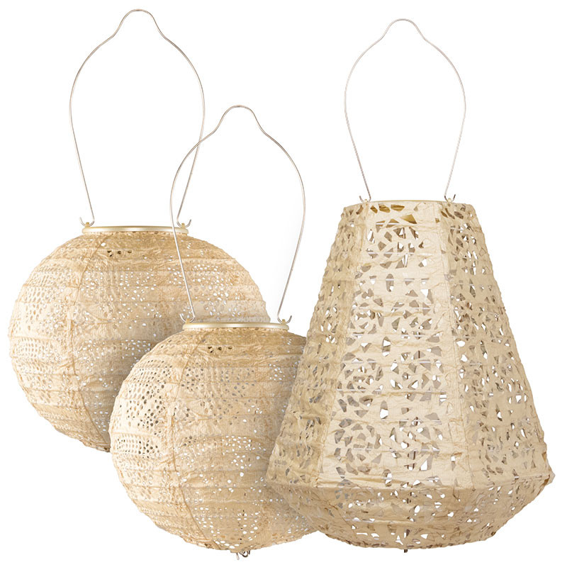 Soji™ Stella Pearl Solar Lantern, Set of 3 - Pearl | The Company Store