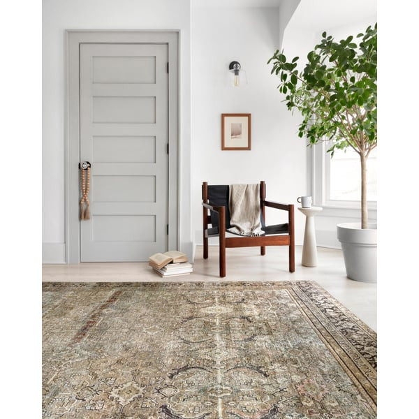 Layla Printed LAY-03 Olive/Charcoal Area Rug | Rugs Direct