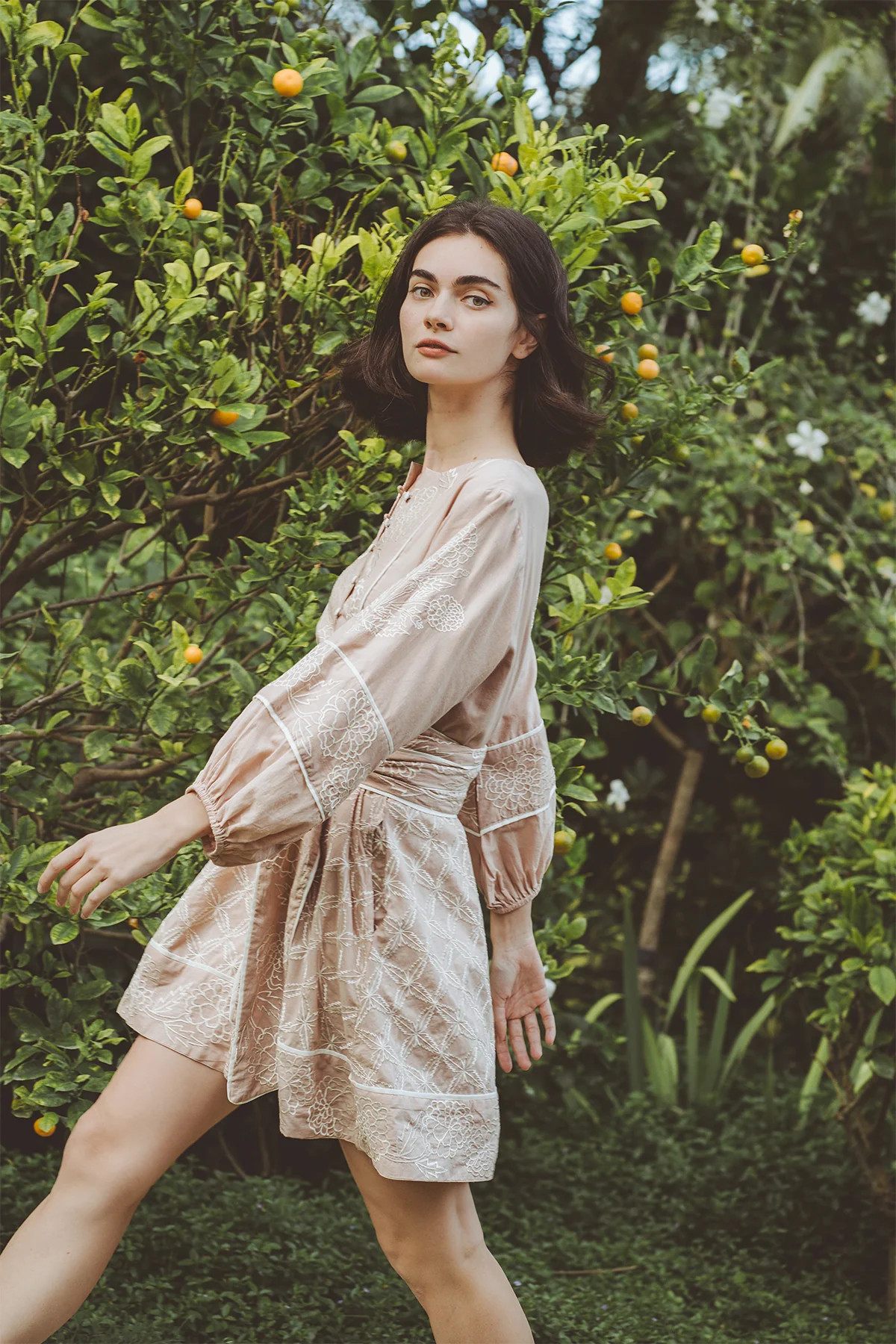 Jewel Neck SUE SARTOR Flounce™ Mini | Chai/Ivory Marigold © 2024 Embro | SUE SARTOR