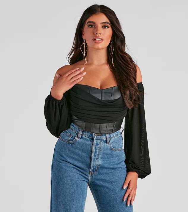 Edgy Luxe Off The Shoulder Corset Top | Windsor Stores