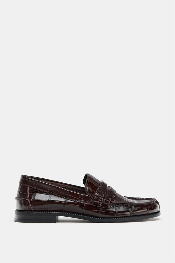 EMBOSSED LEATHER LOAFERS | Zara US