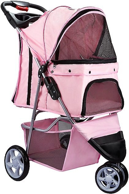 PAWS & PALS Jogger Folding Dog & Cat Stroller, Pink - Chewy.com | Chewy.com