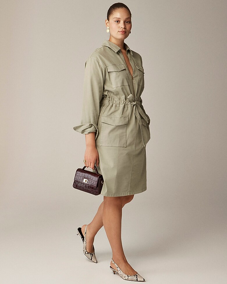 Cinched-waist utility dress in stretch chino | J. Crew US