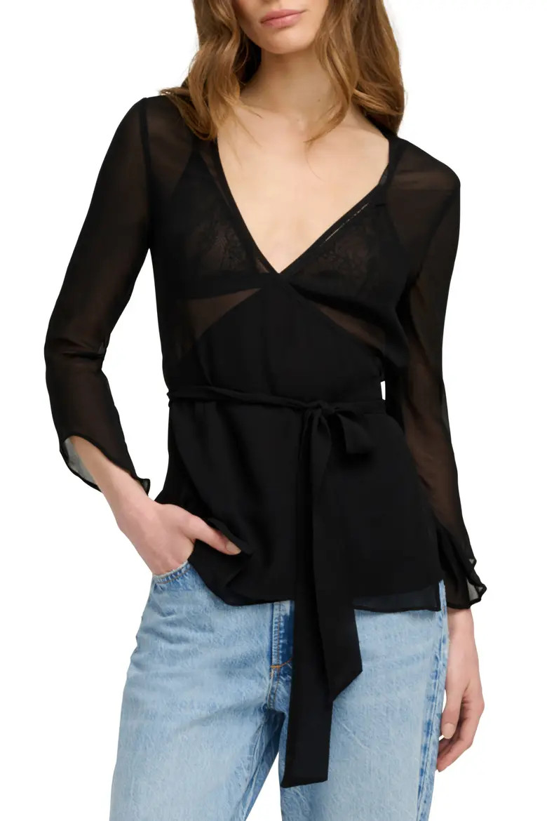 The Ethereal Mixed Media Faux Wrap Top (Women) | Nordstrom | Nordstrom