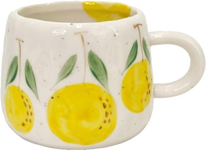 Coffee Mug 12oz Summer Cute Ceramic Cup with Handpainted Fruit Pattern, Lemon Tea Cup Gift for Co... | Amazon (US)