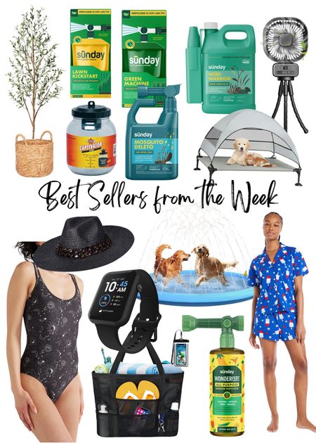 I rounded up my best sellers from last week. Y’all have been loving the lawn care products I’ve been sharing. I linked the specific grass products. We use to get lush and green grass. 

This one piece swimsuit is only $16 and I am wearing the size large. Size up because these are junior sizes. My straw hat comes with the chain and is on sale for $11. And my beach tote is also on major sale for $12

I linked the dogs splash pad, which keeps selling out so grab it quick if you have been wanting it. Canopy is also selling out fast, but I found an identical one in stock along with the portable fan that I take everywhere. 

My best seller by far over the last couple of weeks have been these fly traps. If you haven’t tried one yet I highly recommend. They have been a game changer. 

My faux olive tree and woven basket are both on sale.

#LTKxWalmart #LTKHome #LTKSaleAlert
