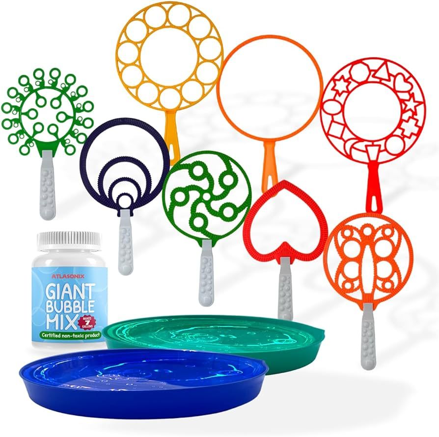 Giant Bubble Wands Outdoor Toys for Kids Large Blowing Rings Shapes Set for Big soap Bubbles Incl... | Amazon (US)
