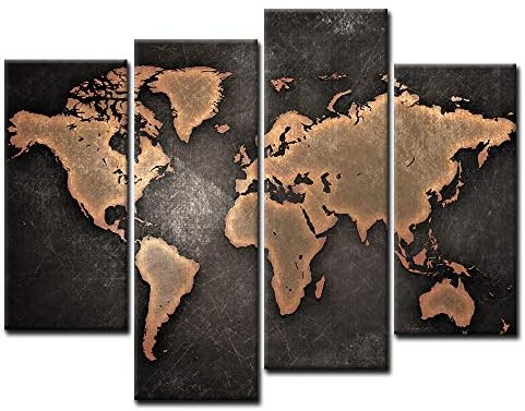 Amazon.com: General World Map Black Background Wall Art Painting Pictures Print On Canvas Art The... | Amazon (US)
